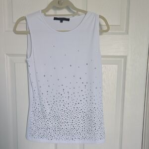Marc New York White and Silver Embellished Tank Top